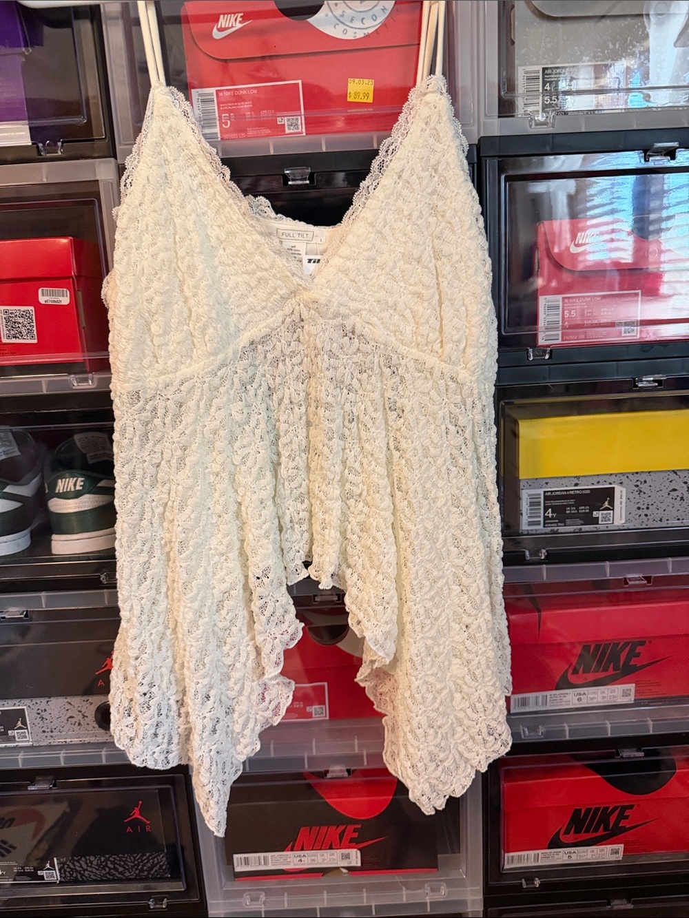 Tilly's Cream Lace Draped Camisole